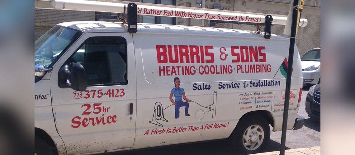 Burris and Sons service van serving Englewood, Chicago